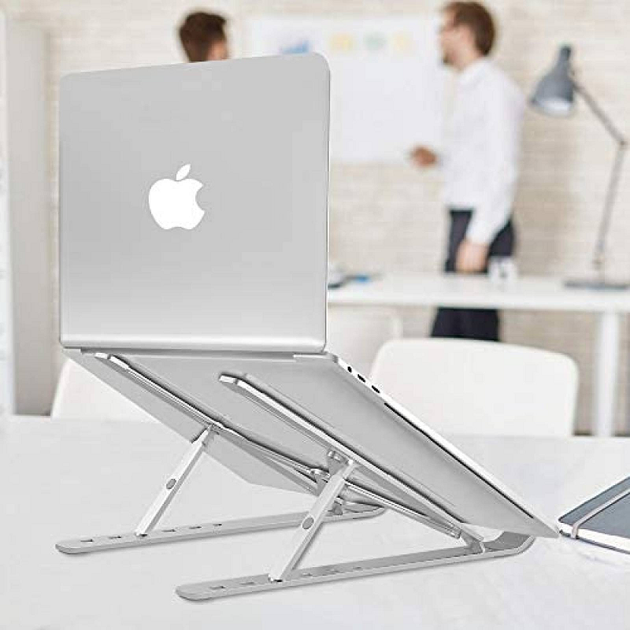 Подставка для ноутбука на стол Laptop Stand складная подставка под ноутбук алюминиевая с регулировкой высоты держатель для планшета Серебристый - изображение 5