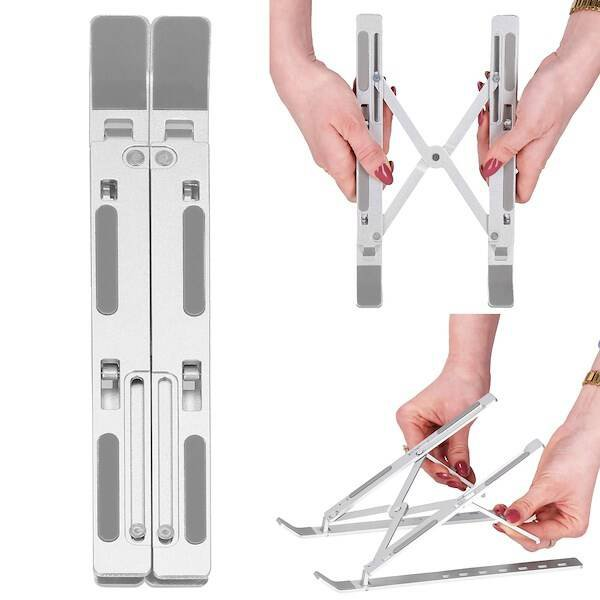 Подставка для ноутбука на стол Laptop Stand складная подставка под ноутбук алюминиевая с регулировкой высоты держатель для планшета Серебристый - изображение 7