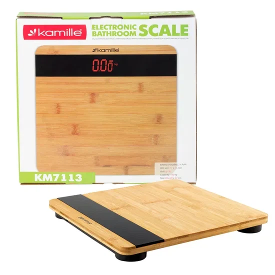 Весы напольные электронные Kamille 28*28*3,2cm деревянные - изображение 2