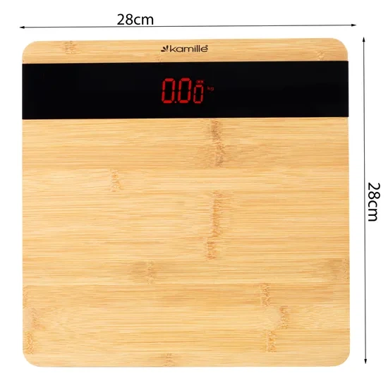 Весы напольные электронные Kamille 28*28*3,2cm деревянные - изображение 3