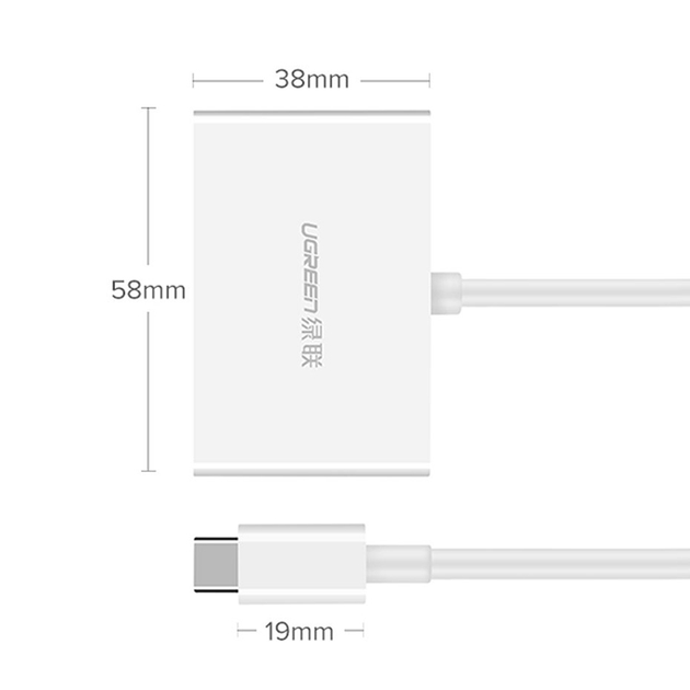 Перехідник конвертер UGREEN USB Type C to HDMI + VGA Converter White (UGR-30843) - Фото 2 Перехідник конвертер UGREEN USB Type C to HDMI + VGA Converter White (UGR-30843) - зображення 2