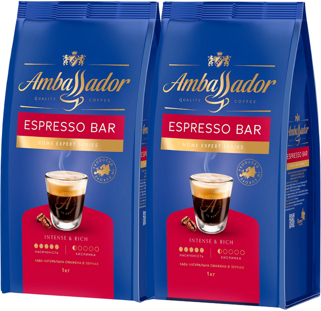 Набір кави в зернах Ambassador Espresso Bar 1 кг х 2 шт від Rozetka на платформі USKIDKA Акція на Набір кави в зернах Ambassador Espresso Bar 1 кг х 2 шт від Rozetka