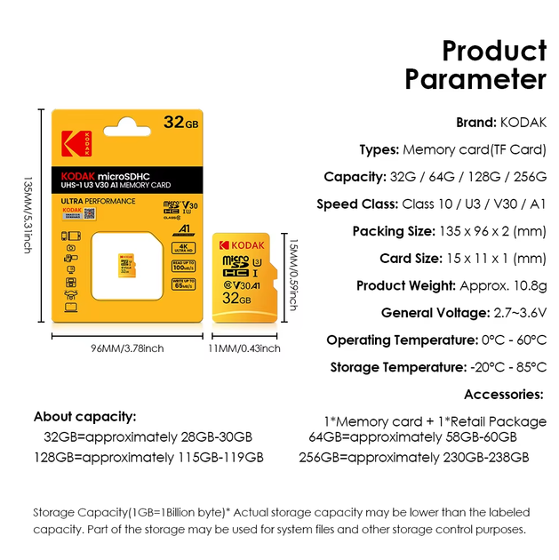 Карта памяти MicroSDXC Kodak U3 A1 Class 10 128Gb - изображение 7