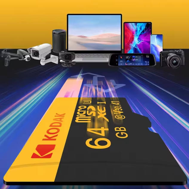 Карта памяти MicroSDHC Kodak U3 A1 Class 10 128Gb с адаптером - изображение 5