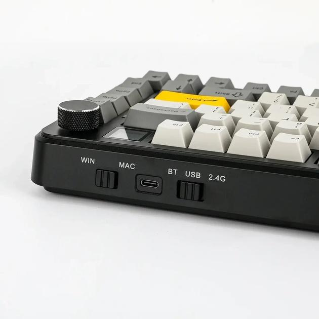 Клавіатура механічна бездротова Ajazz Ak820 PRO + наліпки укр. розкладки, Gift swich, RGB-підсвітка та підтримка HOT-SWAP, чорна - зображення 10