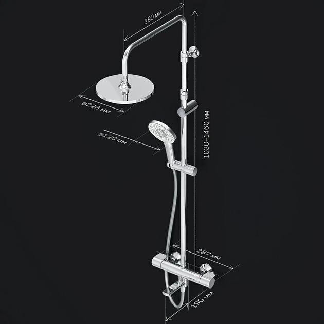 Душевая система AM.PM X-Joy F0785A500 с термостатом,хром - изображение 9