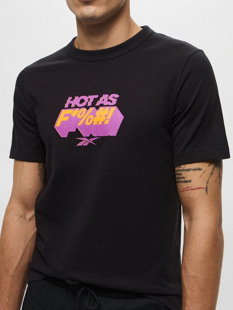 Футболка бавовняна довга чоловіча Reebok Gs Hype Text Tee 100218834 S Чорна (1200161542015) - зображення 4