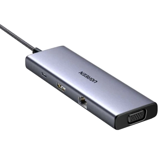 Док-станція USB3.1 Type-C --> HDMI 60Hz/VGA/USB 3.0х3/RJ45/SD/TF/PD 100W 9-in-1 CM498 Ugreen - изображение 2