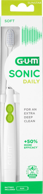 Набор GUM Электрическая зубная щетка Activital Sonic Daily Белая + Зубная нить Expanding Floss с эффектом расширения 30 м (7630019904773/0070942302401) - изображение 2