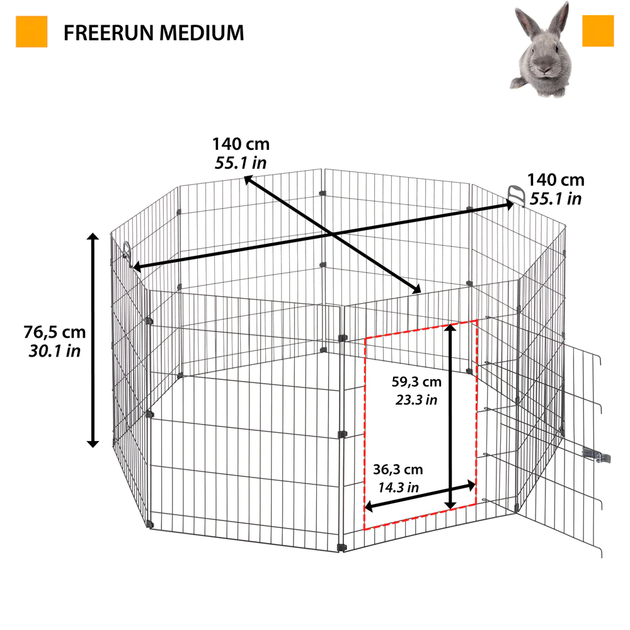 Вольер для кроликов и морских свинок Ferplast Freerun М 140х140х76.5 см (57045817ZP) - изображение 2