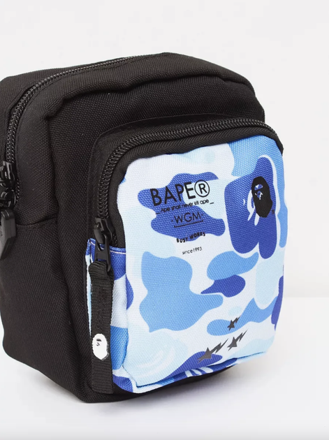 Сумка через плечо Bape синего цвета с двумя ремешками. - изображение 3