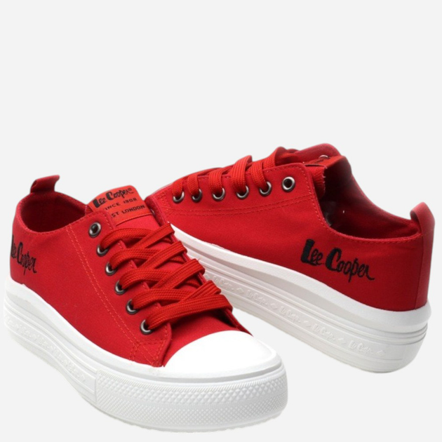 Trampki damskie materiałowe do kostki Lee Cooper LCW-24-44-2463L 36 23.5 cm Czerwone - obraz 4