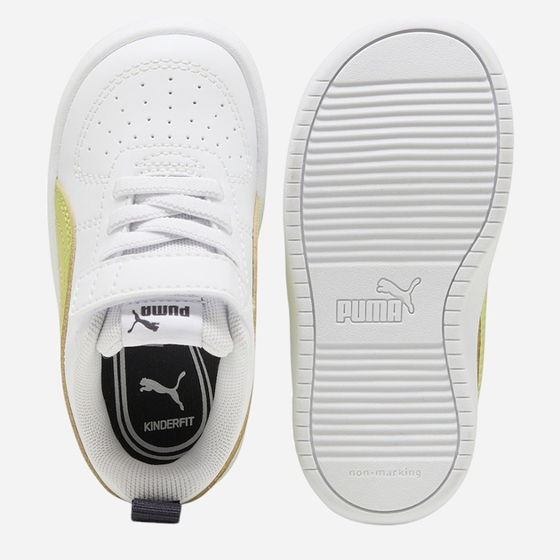 Sneakersy chłopięce na rzepy Puma Rickie AC+ Inf 38431436 25 (8UK) Białe z jasnozielonym - obraz 4