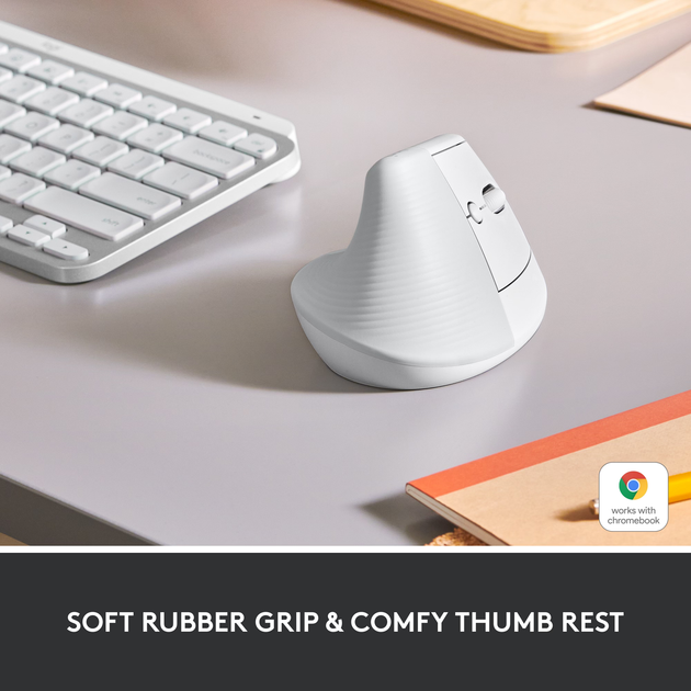 Мышь Logitech Lift Vertical Ergonomic Wireless/Bluetooth White (910-006475) - изображение 2