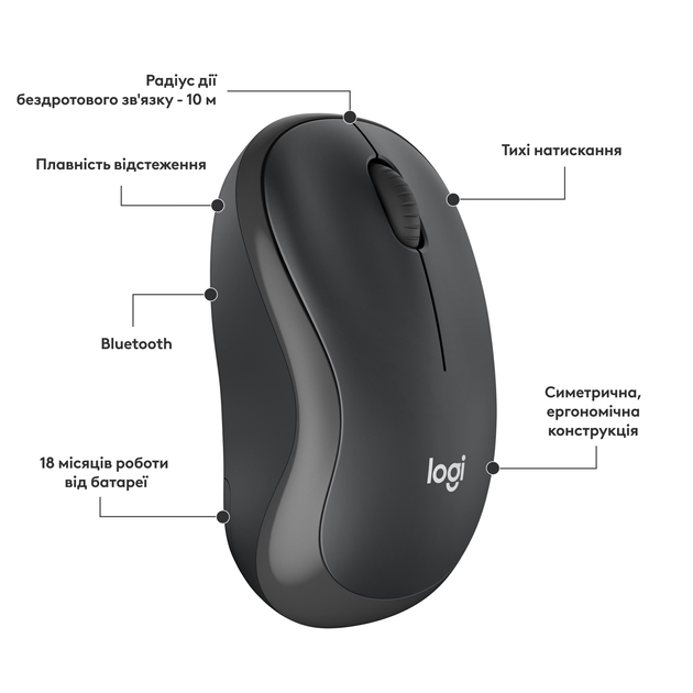 Мышь Logitech M240 Silent Bluetooth Graphite (910-007119) – фото