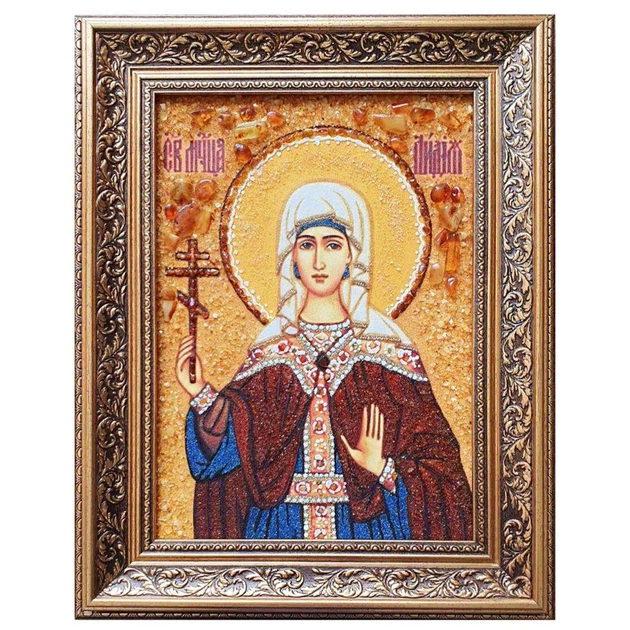 Ікона "Свята Лідія" бурштинова 15х20 - зображення 2