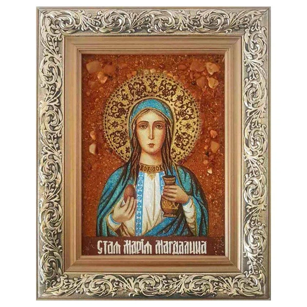 Икона "Святая равноапостольная Мария" янтарная 30х40 - изображение 2