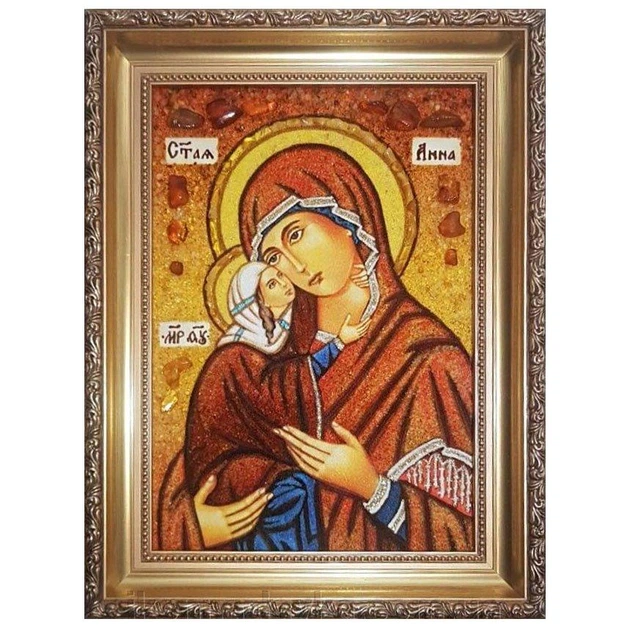 Икона "Святая Анна с Богородицей" янтарная 30х40 - Фото 2 Икона "Святая Анна с Богородицей" янтарная 30х40 - изображение 2