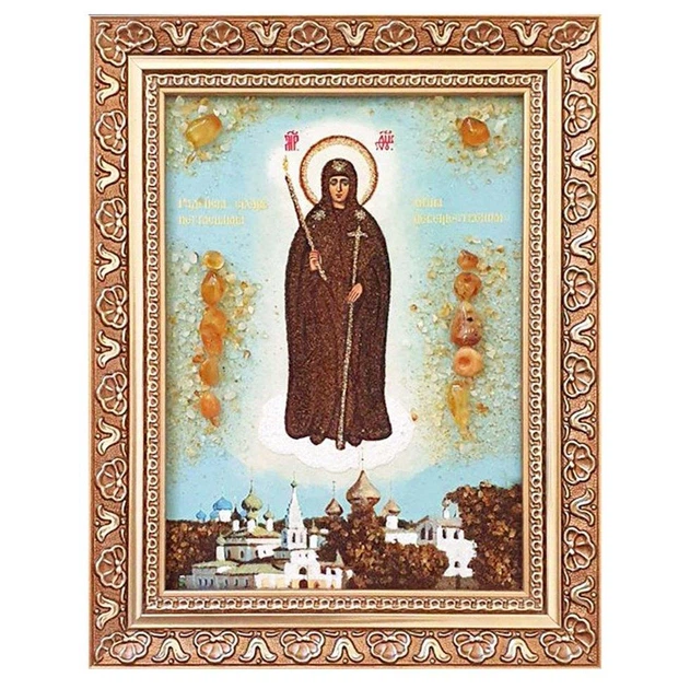 Икона "Богородица Вратарница Угличская (Неугасимая Свеча)" янтарная 15х20 - изображение 2