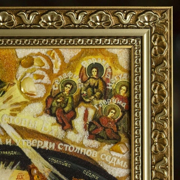 Ікона "Богоматір Софія - Премудрість Божа" бурштинова 15х20 - зображення 13