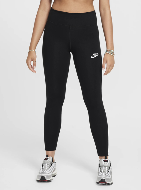 Legginsy młodzieżowe dla dziewczynki sportowe Nike Sportswear Classic FZ5583-010 L (147-158 cm) Czarne - obraz 1