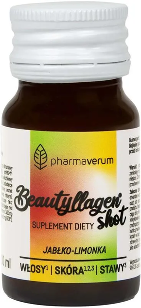 Suplement diety Pharmaverum Beautyllagen Shot Kolagen 15 x 30 ml Jabłko limonka (5906970536028) - obraz 3