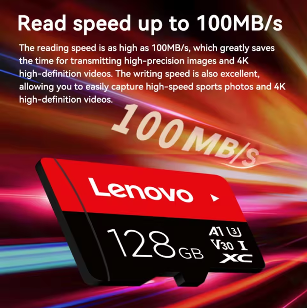 Карта памяти MicroSDXC Lenovo U3 V30 A1 Class 10 128GB - изображение 13