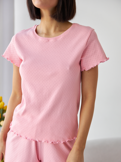 Піжама (футболка + шорти) жіноча бавовняна BARWA garments 0355/356 M Рожева (2113553562180) - зображення 8