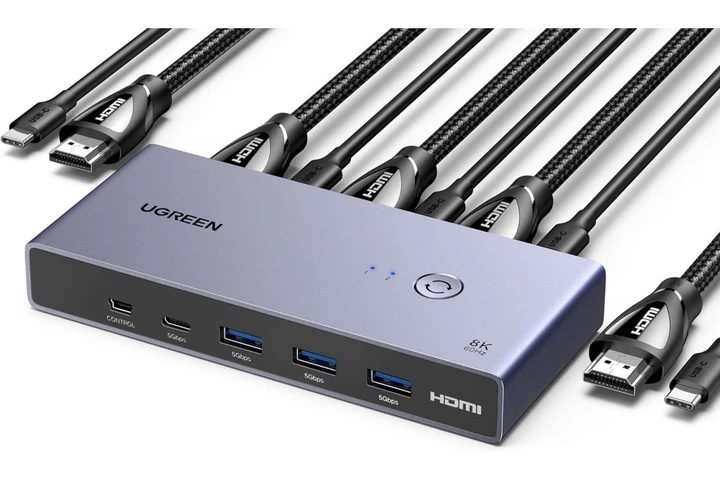 Комутатор HDMI 2.1 UGREEN CM692 HDMI KVM Switch 2 in 1 Out USB 3.0