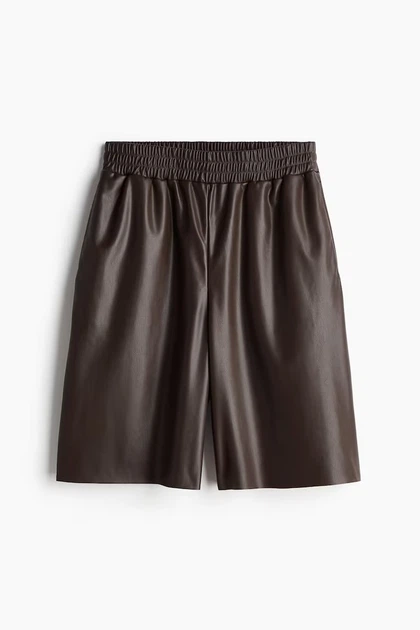Шорти з еко-шкіри H&M 271232134 XS Темно-коричневий - Фото 5 Шорти з еко-шкіри H&M 271232134 XS Темно-коричневий - изображение 5