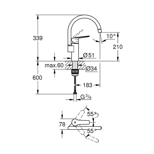 Змішувач для кухні Grohe QuickFix Start 30469000 - изображение 8