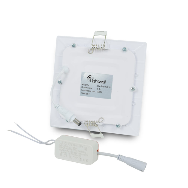 Світильник світлодіодний LIGHTWELL LW-SQ-RCD-6 6 W квадрат, вбудований (295926) - изображение 2