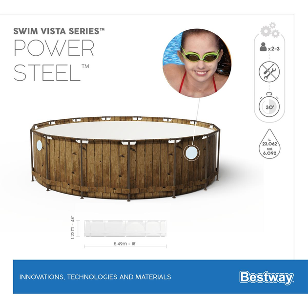 Basen rozporowy Bestway Power Steel Swim Vista Series II 549 x 122 cm 56977 Brązowy (6941607311554) - obraz 9