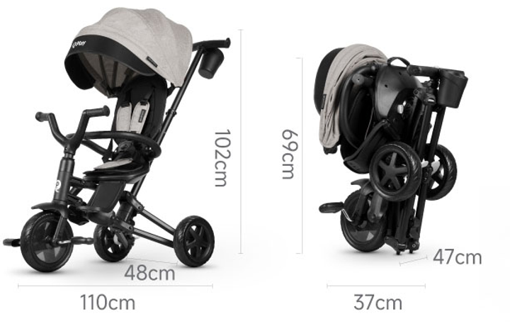Велосипед дитячий Qplay Nova Niello Tricycle Складаний Триколісний з батьківською ручкою Red (S700-12Nova+EvaRed) - зображення 8