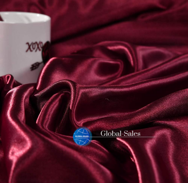 Атласное Бордовое двуспальное постельное белье Moka Textile 175х210см с простіней на резинке и 4 наволочки - Фото 4 Атласное Бордовое двуспальное постельное белье Moka Textile 175х210см с простіней на резинке и 4 наволочки - изображение 4