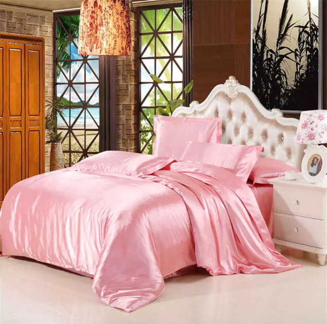 Атласное Персиковое полуторное постельное белье Moka Textile 145*210 - Фото 1 Атласное Персиковое полуторное постельное белье Moka Textile 145*210 - изображение 1
