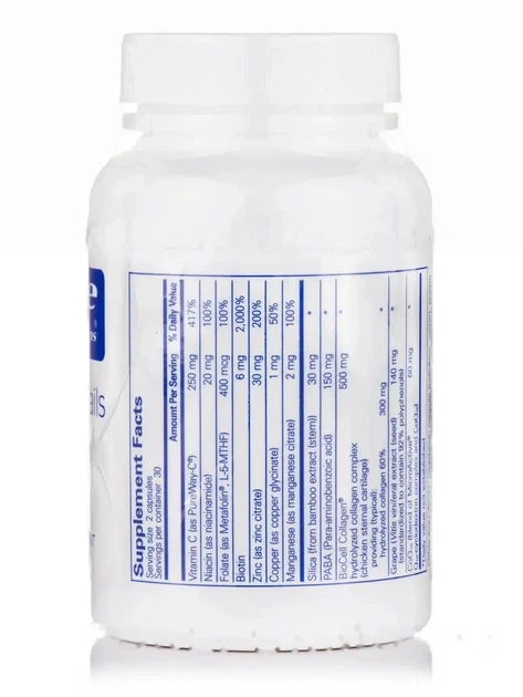 Витамины для волос кожи и ногтей Pure Encapsulations (Hair/Skin/Nails Ultra) 60 капсул - изображение 2