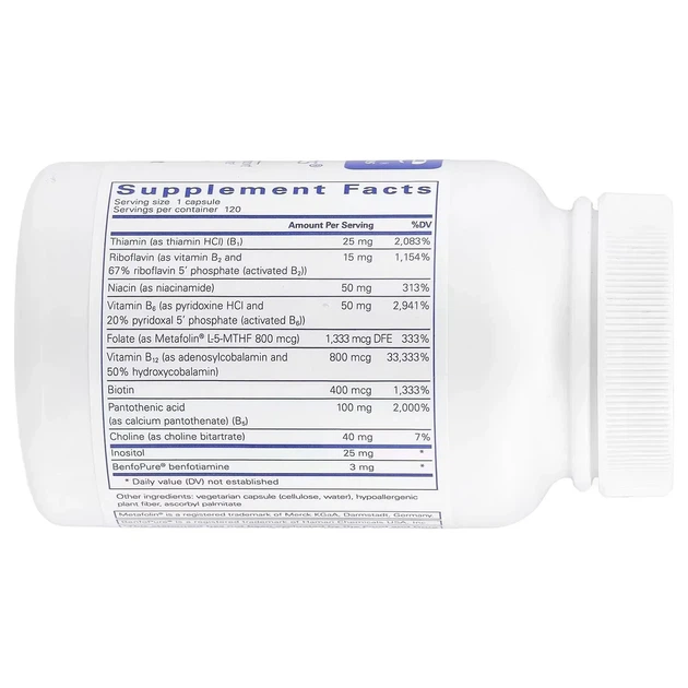 Комплекс вітамінів групи B Pure Encapsulations (PureGenomics B-Complex) 120 капсул - зображення 2