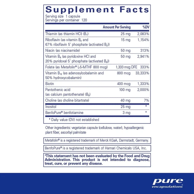 Комплекс вітамінів групи B Pure Encapsulations (PureGenomics B-Complex) 120 капсул - зображення 3