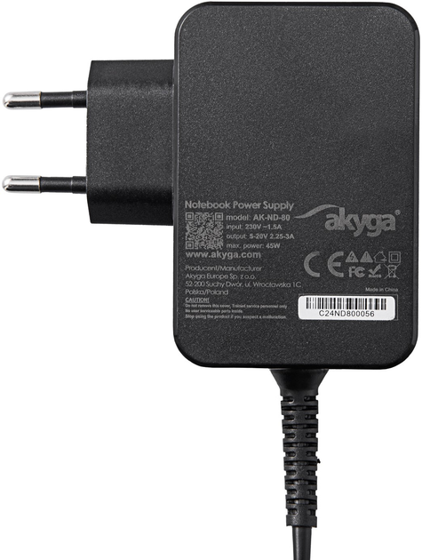 Блок живлення AKYGA для ноутбука 20V 2.25-3A 45W USB-C Power Delivery 3.0 GaN (AK-ND-80) - зображення 6