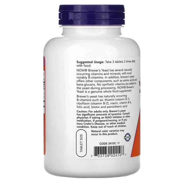 Пивные дрожжи "Brewer's Yeast 10 Grain", Now Foods, 650 мг, 200 таблеток - изображение 3