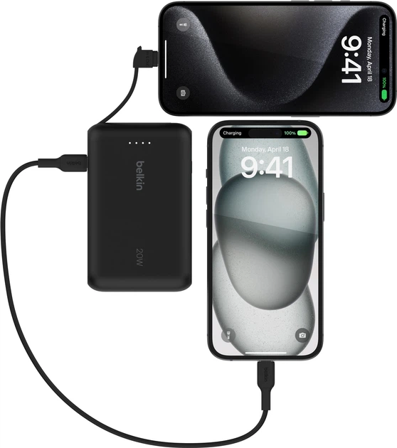 Powerbank Belkin BoostCharge 10000 mAh 20W Built-In USB-C Cable PD Black (BPB021HQBK) - obraz 7