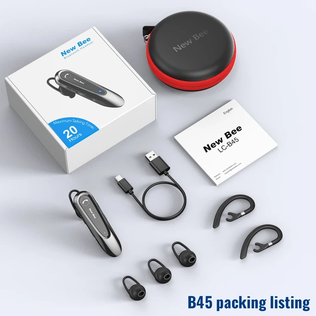 Гарнитура Bluetooth New Bee LC-B45 White + чехол гарантия 1 год ★ B45WHRU русская озвучка - изображение 2
