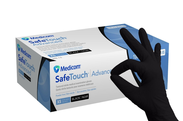 Рукавички Medicom SafeTouch нітрилові чорні Black L 100 шт. MYS - зображення 1