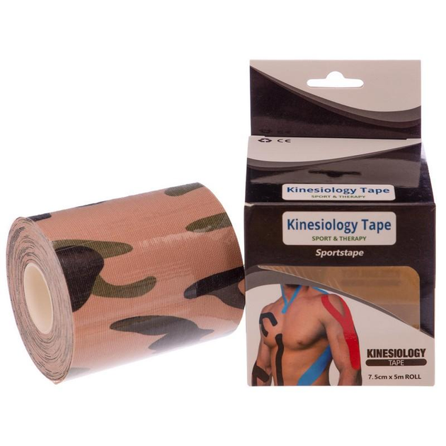Кінезіо тейп (Kinesio tape) SP-Sport BC-0842-7_5 розмір 7,5смх5м камуфляж - зображення 1