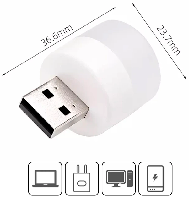 Лампа нічник Біле світло USB LED White - зображення 2