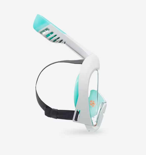 Полнолицевая Детская Маска Subea Easybreath Freetalk XS (от 4 до 10 лет) для Плавания, Ныряния, Снорклинга Бирюза без Чехла - изображение 4