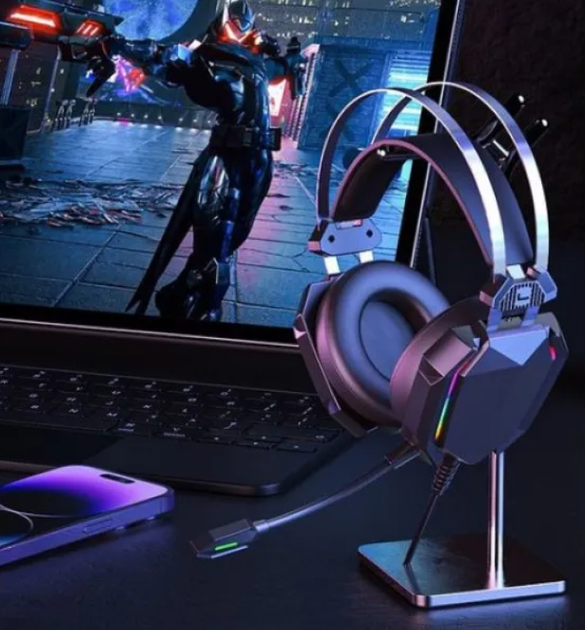 Игровые накладные наушники XO-GE-07 Static RGB Long mic USB+Dual 3.5mm, 2.2м, Черный - изображение 6