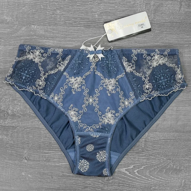 Женские трусы микрофибра с кружевом Lanny mode 52491 "Джинс" размер XXXXL синие - Фото 2 Женские трусы микрофибра с кружевом Lanny mode 52491 "Джинс" размер XXXXL синие - изображение 2