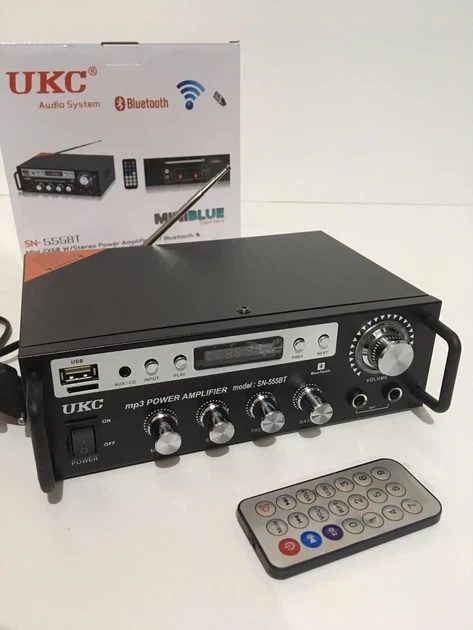 Підсилювач звуку 2-х канальний стереопідсилювач інтегральний UKC SN-555BT Bluetooth USB FM пульт 2x60Вт 4513 - Фото 1 Підсилювач звуку 2-х канальний стереопідсилювач інтегральний UKC SN-555BT Bluetooth USB FM пульт 2x60Вт 4513 - зображення 1